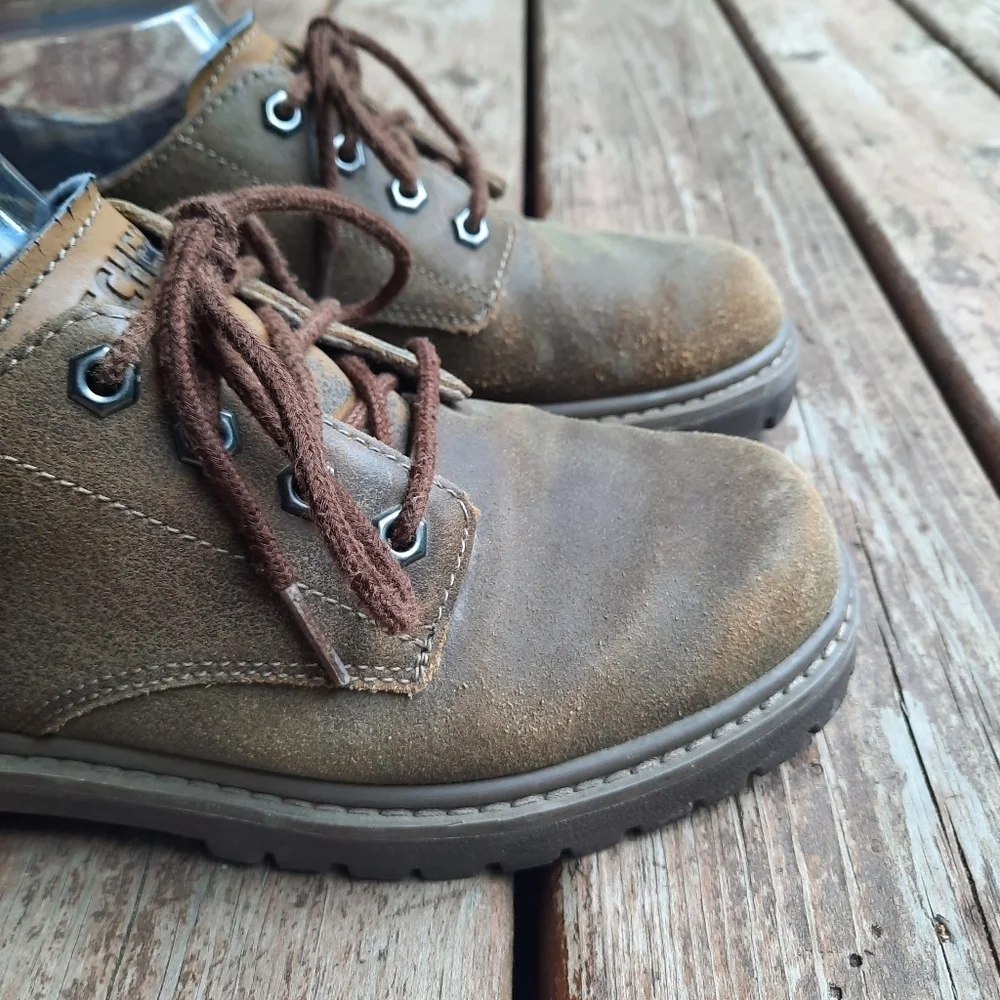 Skechers Utility Alley Cat Brown Suede Leather Lace-up Oxford Shoes Size 7